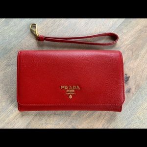 Prada Saffiano Wallet (Small, Red)